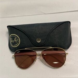 Ray-Ban Gold Frame Sunglasses with Brown Lenses